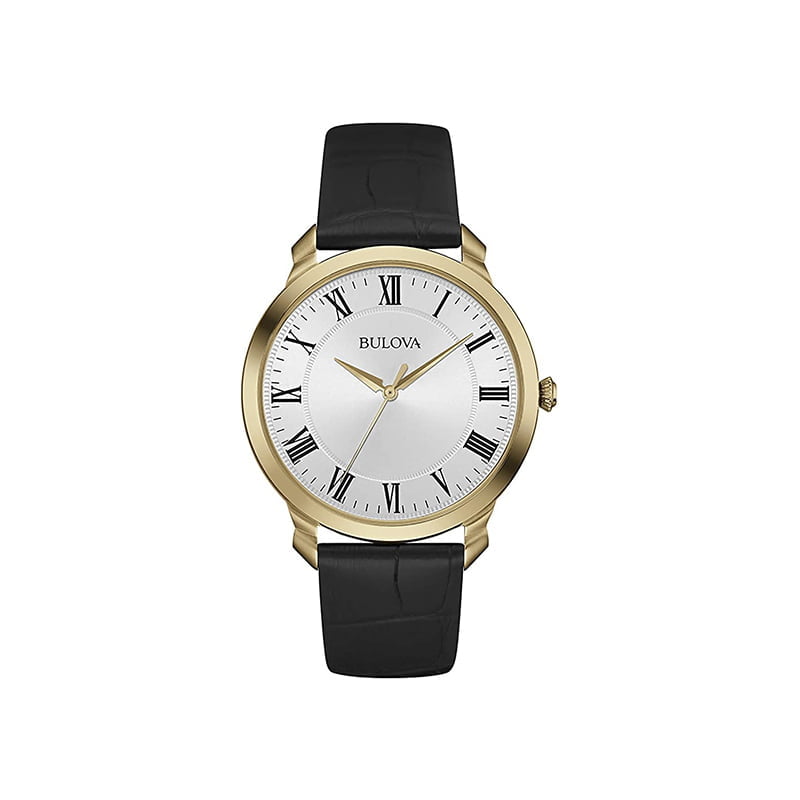Bulova Orologio Da Uomo Moderno 97D127 – Quadrante Nero Con Diamanti, Cassa E Bracciale In Acciaio Oro