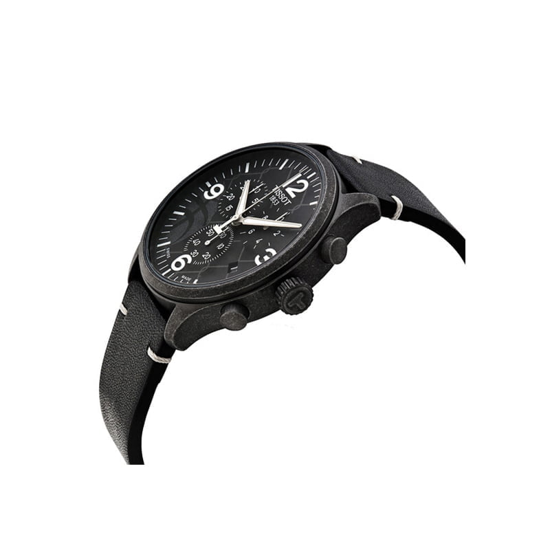 Tissot T116.617.36.052.00 Chrono XL Vintage, Cronografo Uomo, Cassa 45mm, Vetro Zaffiro, Cinturino Pelle Nera, Movimento Al Quarzo Svizzero