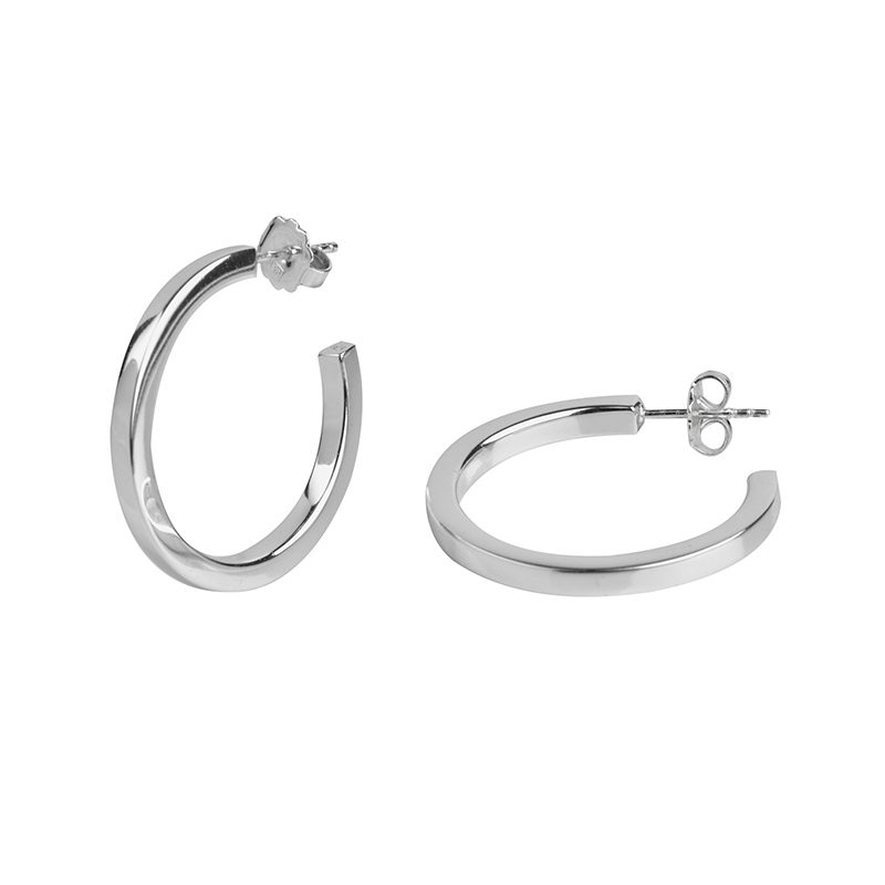 Q2216A-1.jpg PENDIENTES MEDIO ARO CUADRADOS PLATA 30X3MM - Imagen 1