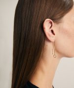 PENDIENTES HELENA PLATA DE LEY 925 CHAPADO ORO 18KT ARO CON CADENA COLGANTE - Imagen 3