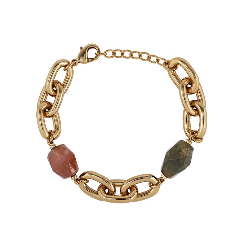 X9715419-1.jpg PULSERA PILAR ESLABONES Y PIEDRAS NATURALES - Imagen 1