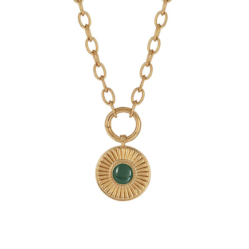X9728355-1.jpg COLGANTE CHAPADO ORO 18 KT ARO MOTIVO VERDE - Imagen 1